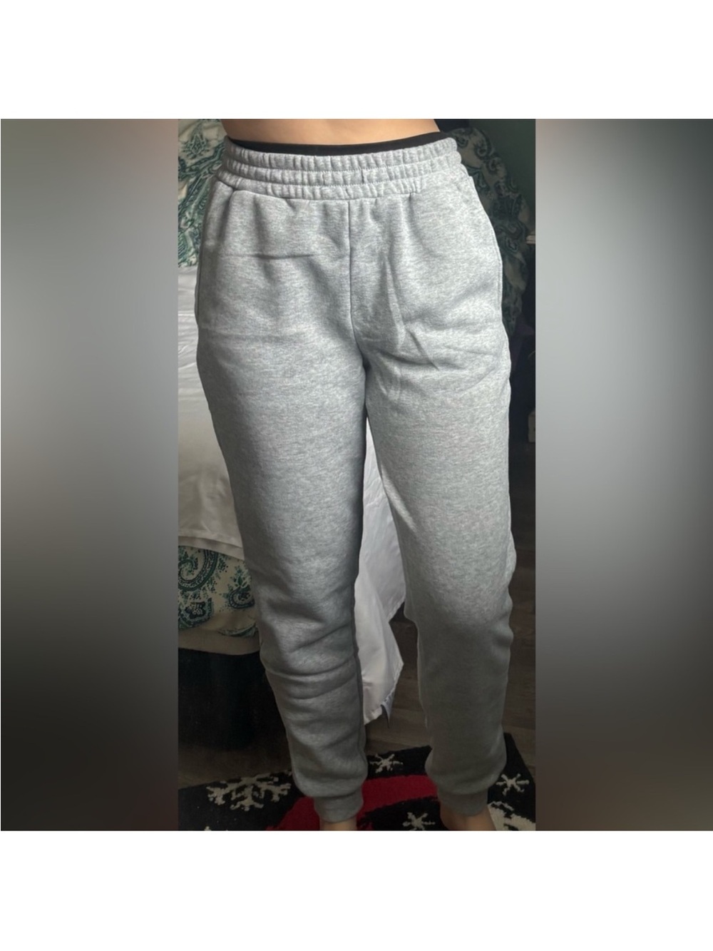Fashion Nova Light Grey Fleece Joggers